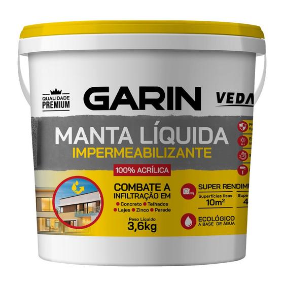 Manta Líquida Emborrachada Impermeabilizante Garin Branco 3,6kg Menor preço em Manta Líquida Emborrachada Impermeabilizante Garin Branco 3,6kg