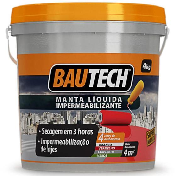 Imagem de Manta Líquida Impermeabilizante Cinza para Concreto 4 Kilos - 48 - BAUTECH