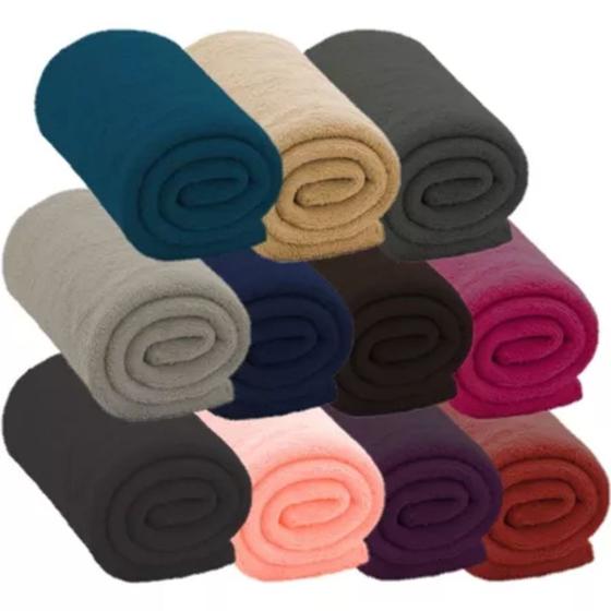 Imagem de Manta Microfibra Casal Lisa Cobertor Soft Toque Aveludado 3 Peças