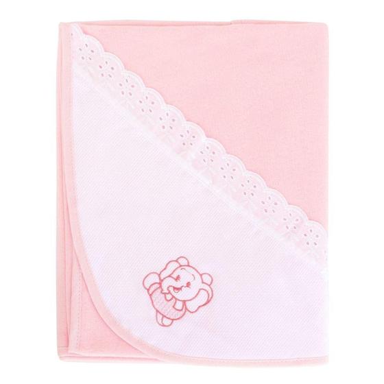 Imagem de Manta Minasrey Parapipi com Tira Bordada 100% Algodão Rosa