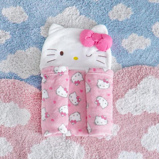 Imagem de Manta para Bebês com Capuz Hello Kitty Pink 0,90 x 0,75 Microfibra BENE CASA