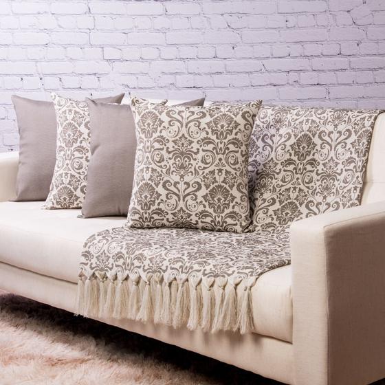 Imagem de Manta para sofá Jaccard com franjas 1,40x1,80 + 4 capas - Arandela