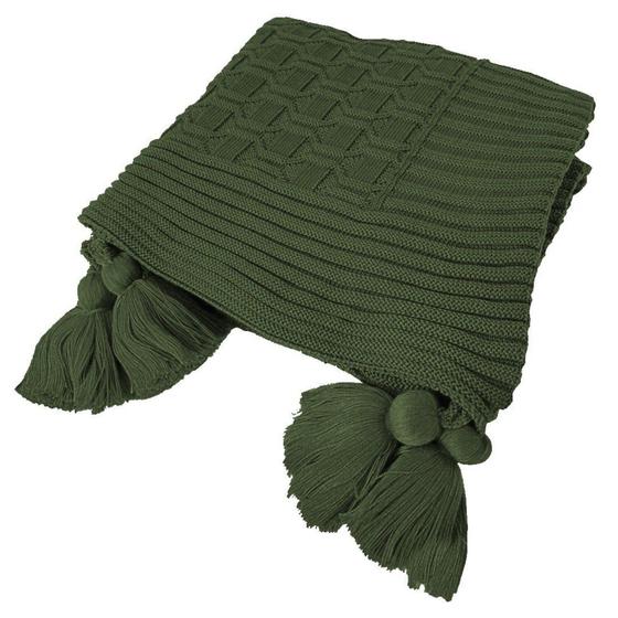 Imagem de Manta Peseira de Tricot 90x180 Cm com Tassel -diamond Verde Militar