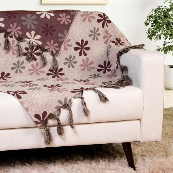 Imagem de Manta protetora para sofá em jacquard 1,40x1,80 Flor Vinho