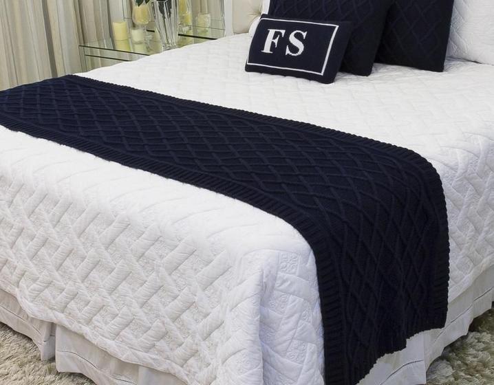 Imagem de Manta Sofa Cama Casal Tricot Paris Marinho