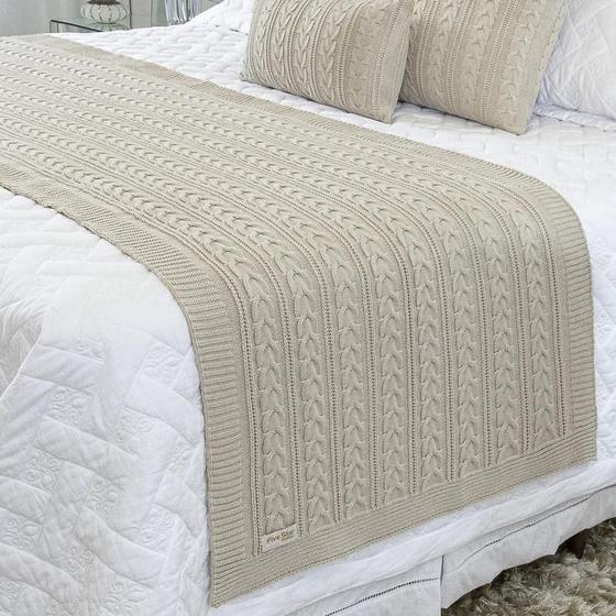 Imagem de Manta Sofa Sala Cama King Tricot Berlim Bege