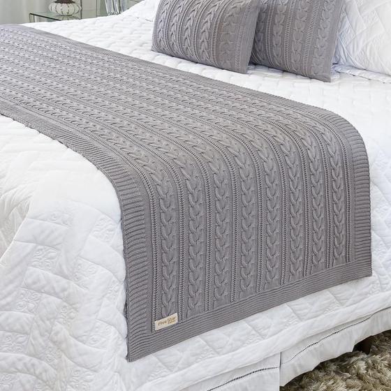 Imagem de Manta Sofa Sala Cama Queen Tricot Berlim Cinza