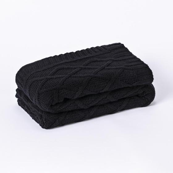 Imagem de Manta Sofa Sala Cama Queen Tricot Paris Preto