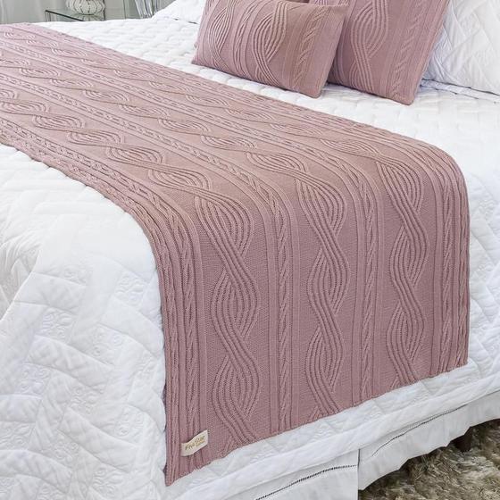 Imagem de Manta Sofa Sala Cama Queen Tricot Pequim Rose