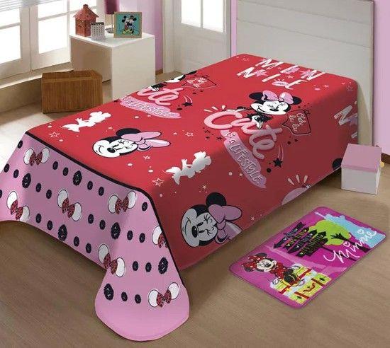 Imagem de Manta Soft Vermelha Microfibra Disney Minnie Mouse Jolitex