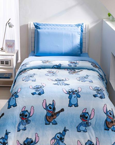 Imagem de Manta Solteiro Infantil Quentinha e Macia Disney Stitch - 1 Peça