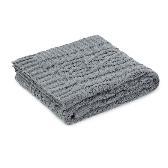 Imagem de Manta Tricô Cobertor Sofá Cama Decoração 127x152 cm Cinza