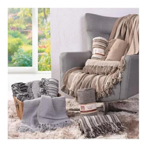 Imagem de Manta Xale de sofá Decor Tessi premium 1,50mx1,20 com franja