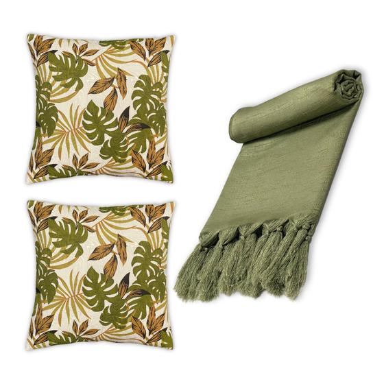 Imagem de Manta Xale Lisa Jacquard Com 2 Capas De Almofada