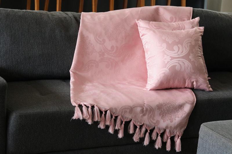 Imagem de Manta Xale Para Sofá 1,80 X 1,40 Tecido Jacquard com Franja  + 2 Capas de Almofada - Decorame