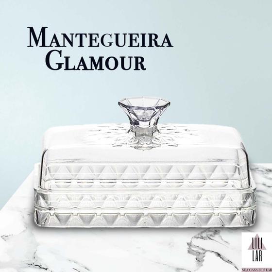 Imagem de Mantegueira Glamour Cristal Porta Manteiga com Tampa