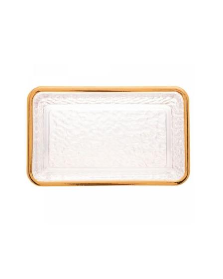 Imagem de Manteigueira de Cristal com Tampa e Fio de Ouro 10x10,5x17cm