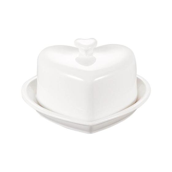 Imagem de Manteigueira De Porcelana Heart Branco Haüskraft 14cm