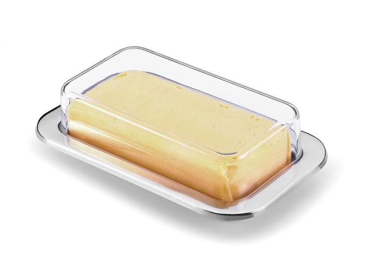 Imagem de Manteigueira Pote Para Guardar Manteiga Geladeira Aço Inox Porta Condimento Margarina Casa Cozinha Alta Qualidade