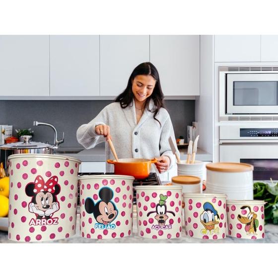 Imagem de Mantimento de organizaçao de cozinha de plastico adesivado da disney kit com 5 peças