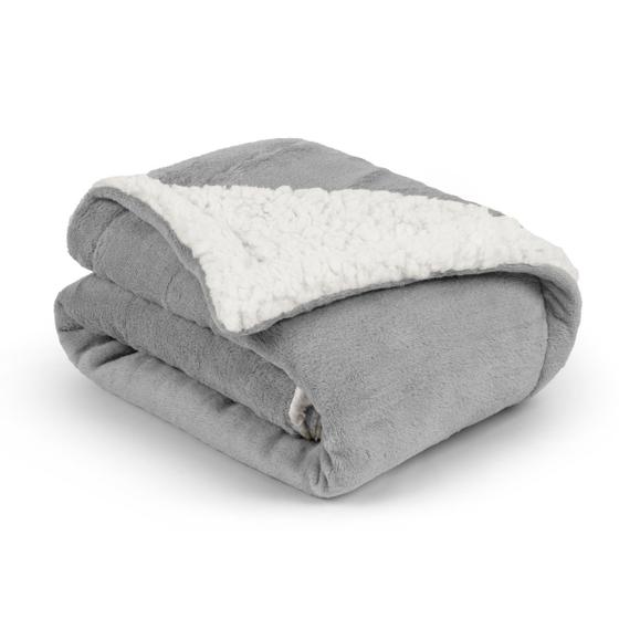 Imagem de Mantinha De Berço Fleece Sherpa Para Bebê Super Qualidade Cinza