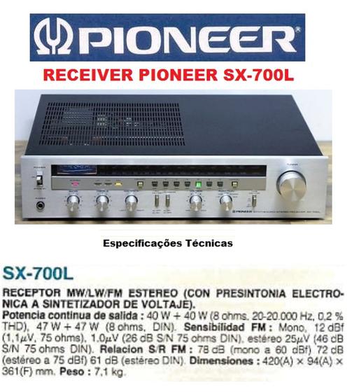 MANUAL, CATÁLOGO RECEIVER PIONEER SX700L NOVO OKm P/ COLECIONADORES