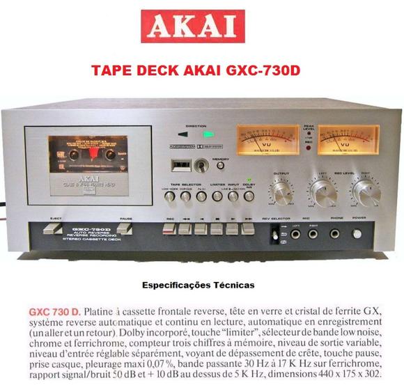 MANUAL, CATÁLOGO TAPE DECK AKAI GXC730D NOVO OKm P/ COLECIONADORES