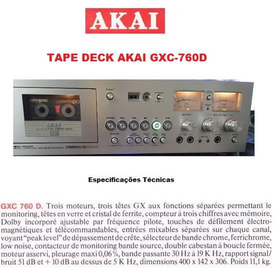 MANUAL, CATÁLOGO TAPE DECK AKAI GXC760D NOVO OKm P/ COLECIONADORES