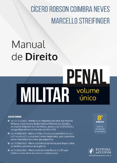 Imagem de Manual De Direito Penal Militar Volume Único - 8 Edição 2024 Juspodivm