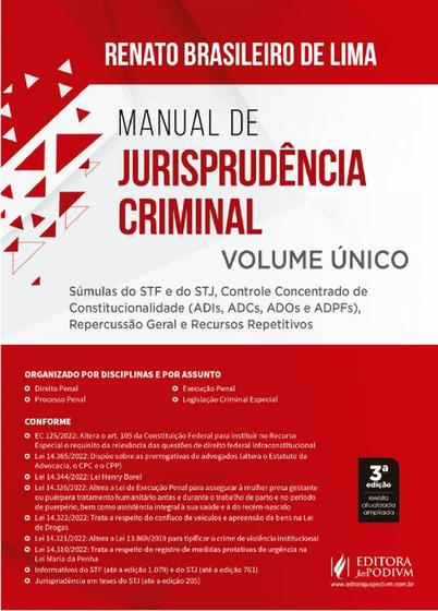 Imagem de Manual De Jurisprudência Criminal - Volume Único - 3ª Edição (2023) - JusPodivm