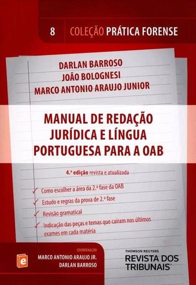 Imagem de Manual de redacao juridica e lingua portuguesa para a oab - vol.8 - REVISTA DOS TRIBUNAIS RT