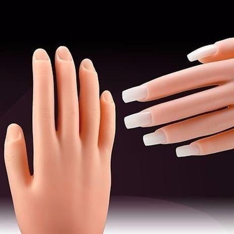 Imagem de Mão Falsa Manicure Unhas Gel Acrygel Fibra Porcelana Flexível Articulada