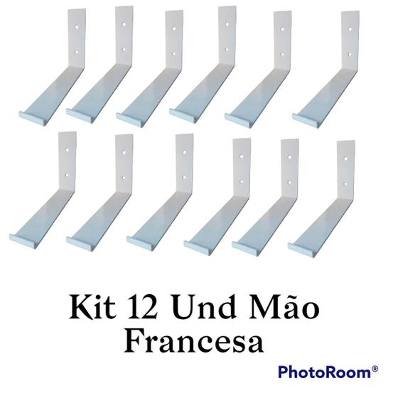 Imagem de Mão Francesa Invertida 21cm Ferro Industrial Kit 12 Peças Cor Branca Medcombo