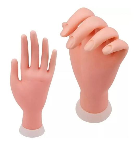 Imagem de Mão Treino Unha Manicure Unhas Gel Acrygel Fibra Porcelana Flexível Articulada