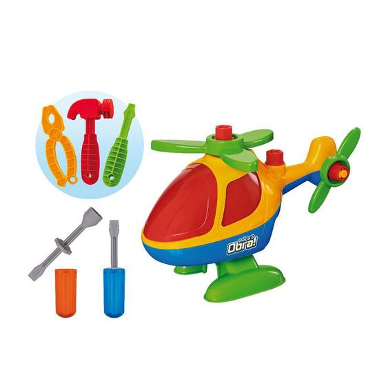 Imagem de Mãos a obra helicoptero monta e desmonta com ferramentas brinquedo