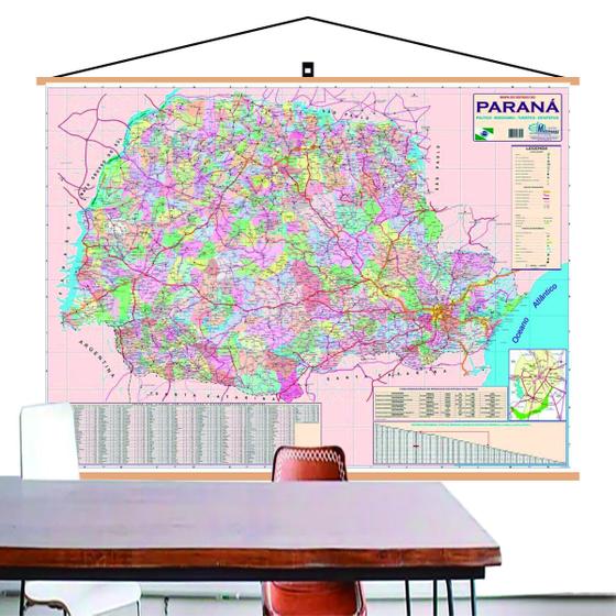 Imagem de Mapa Banner Do Paraná Político Rodoviario 120x 90cm Pendurar