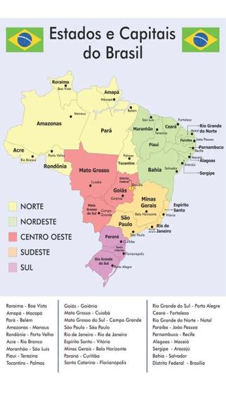 Imagem de Mapa Banner Pedagógico Estados E Capitais Do Brasil
