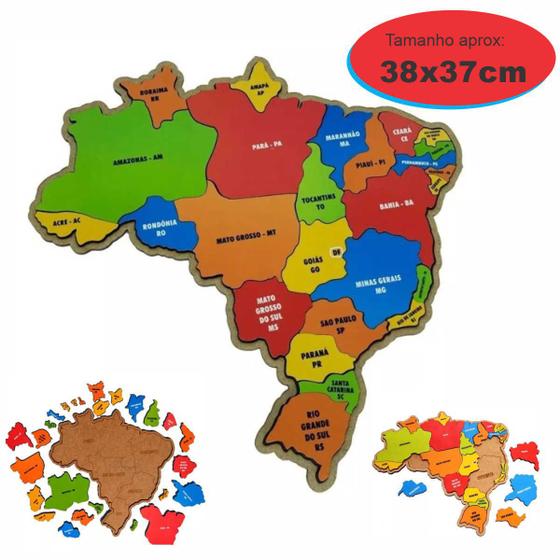Imagem de Mapa Brasil Educativo Quebra cabeça Pedagógico medio 38x37cm