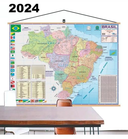 Imagem de Mapa Brasil Moldura Banner Laminado Gigante 120x90cm - Atual