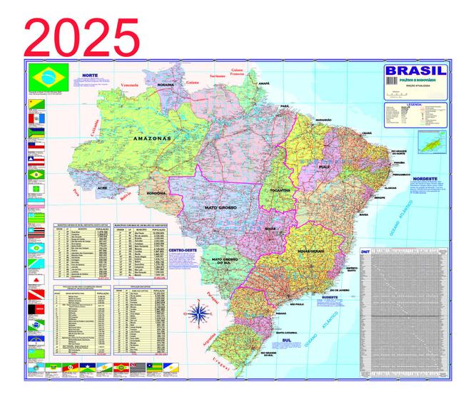 Mapa Brasil Politico Regional Rodoviário Escolar 120 X 90cm Gigante é boa?