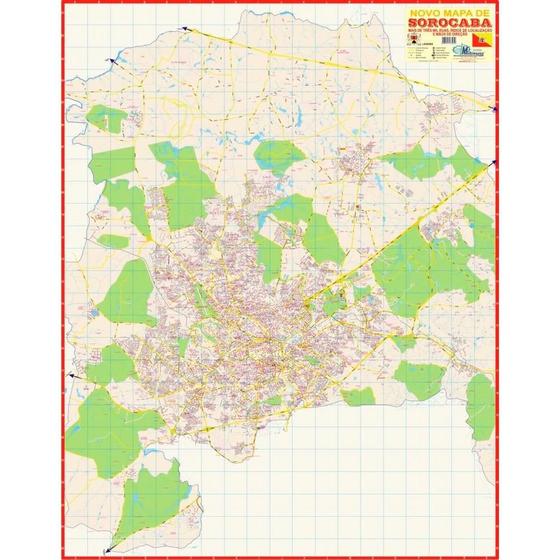 Imagem de Mapa da Cidade de Sorocaba 120 x 90 cm Dobrado