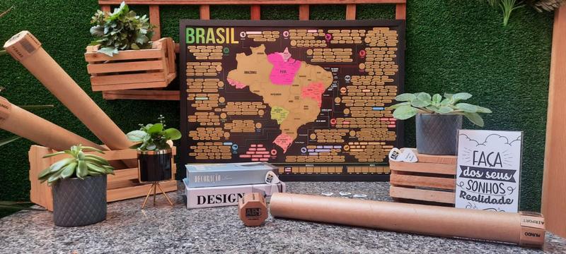 Imagem de Mapa De Raspar Brasil Premium Sem Moldura cor PRATA