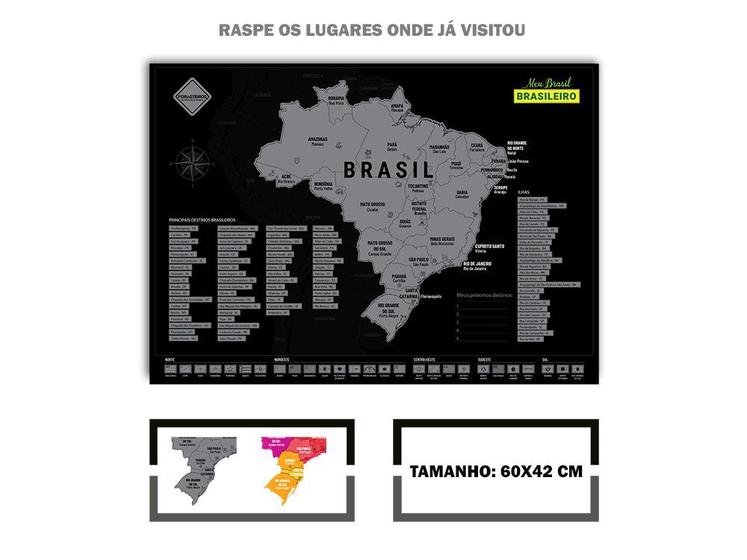 Imagem de Mapa do Brasil 42x60 cm Raspadinha mapa de raspar