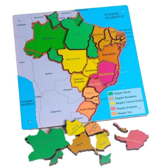 Imagem de Mapa do Brasil - Estados e Capitais de MDF