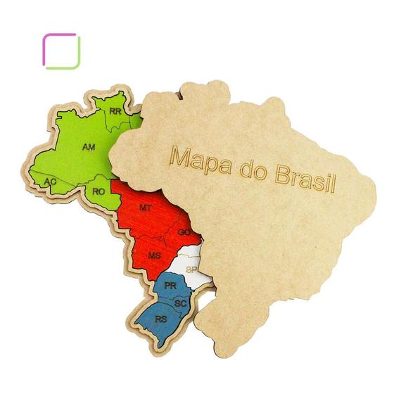 Imagem de Mapa do Brasil mdf Regiões e Estados infantil aprendizado