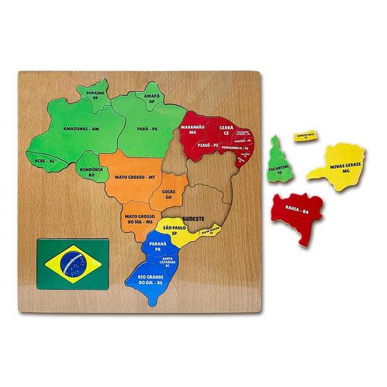 Imagem de Mapa Do Brasil Quebra Cabeça Regiões Geografia Em Madeira - Dm Toys
