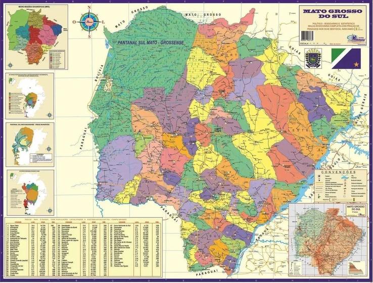 Imagem de Mapa Estado Mato Grosso Do Sul 120cm x 90cm