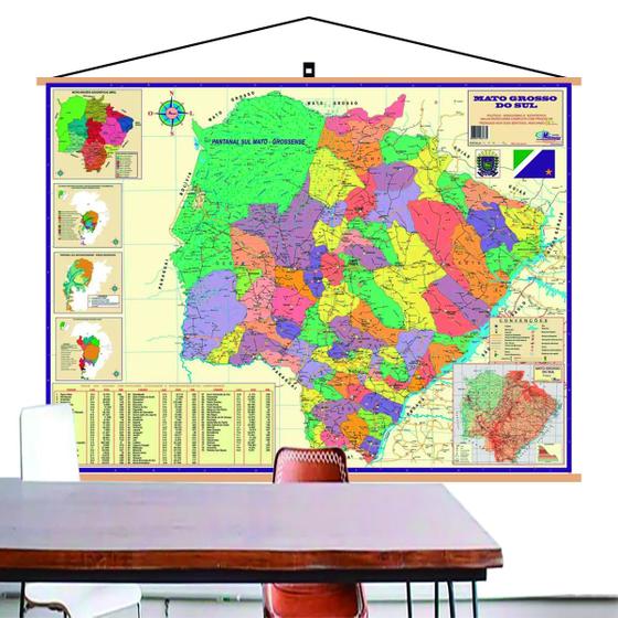Imagem de Mapa Estado Mato Grosso Do Sul Banner Moldura Laminado120x90
