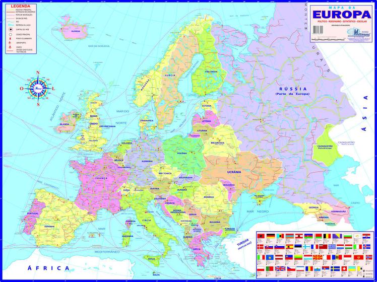 Imagem de Mapa Europa Politico Escolar 120x 90cm