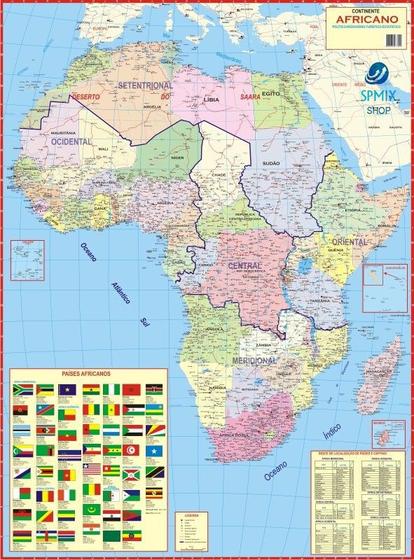Imagem de Mapa Geogrático Político Gigante Continente Africano - Africa